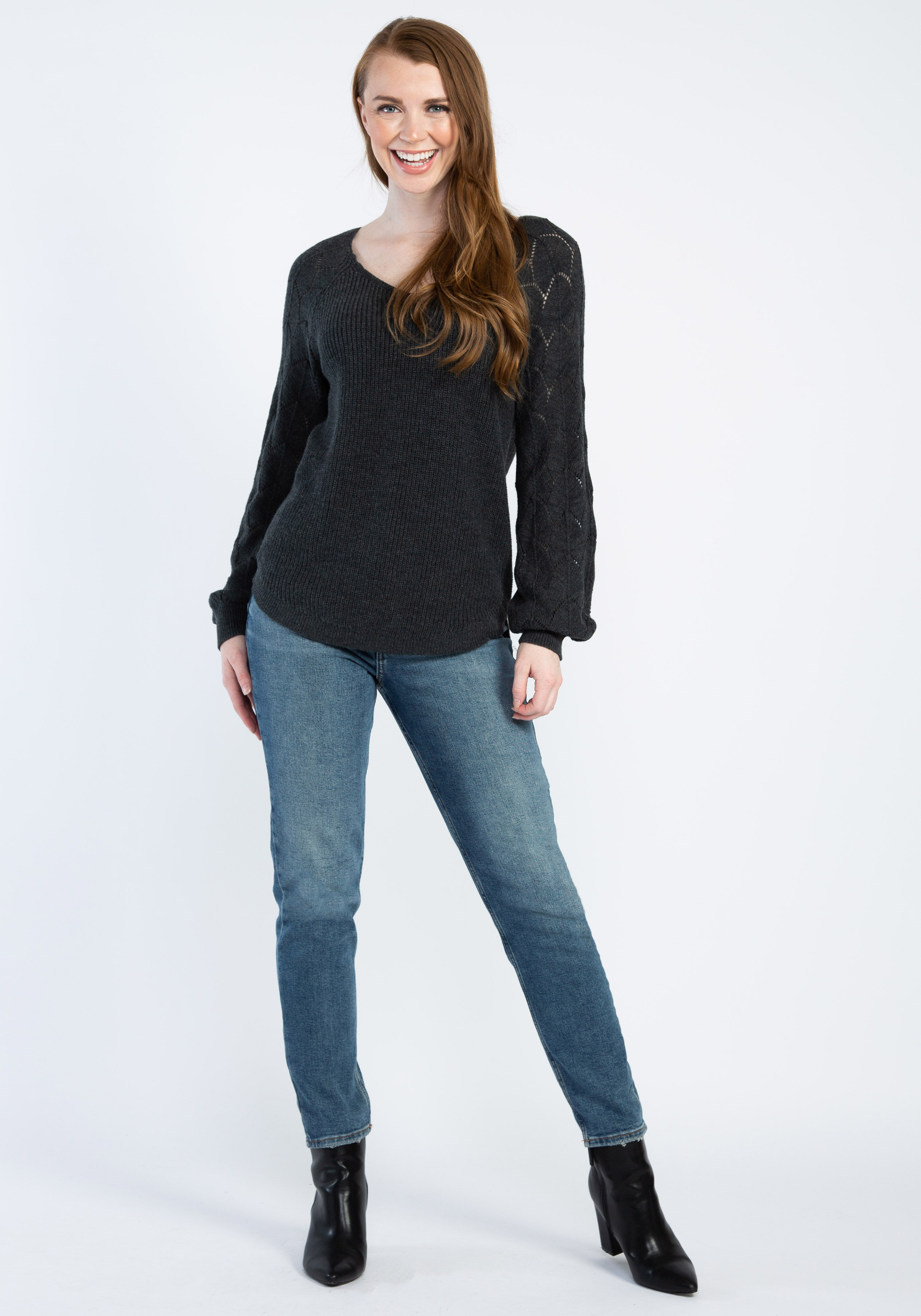maxine v neck pointelle sleeve popover Image 3