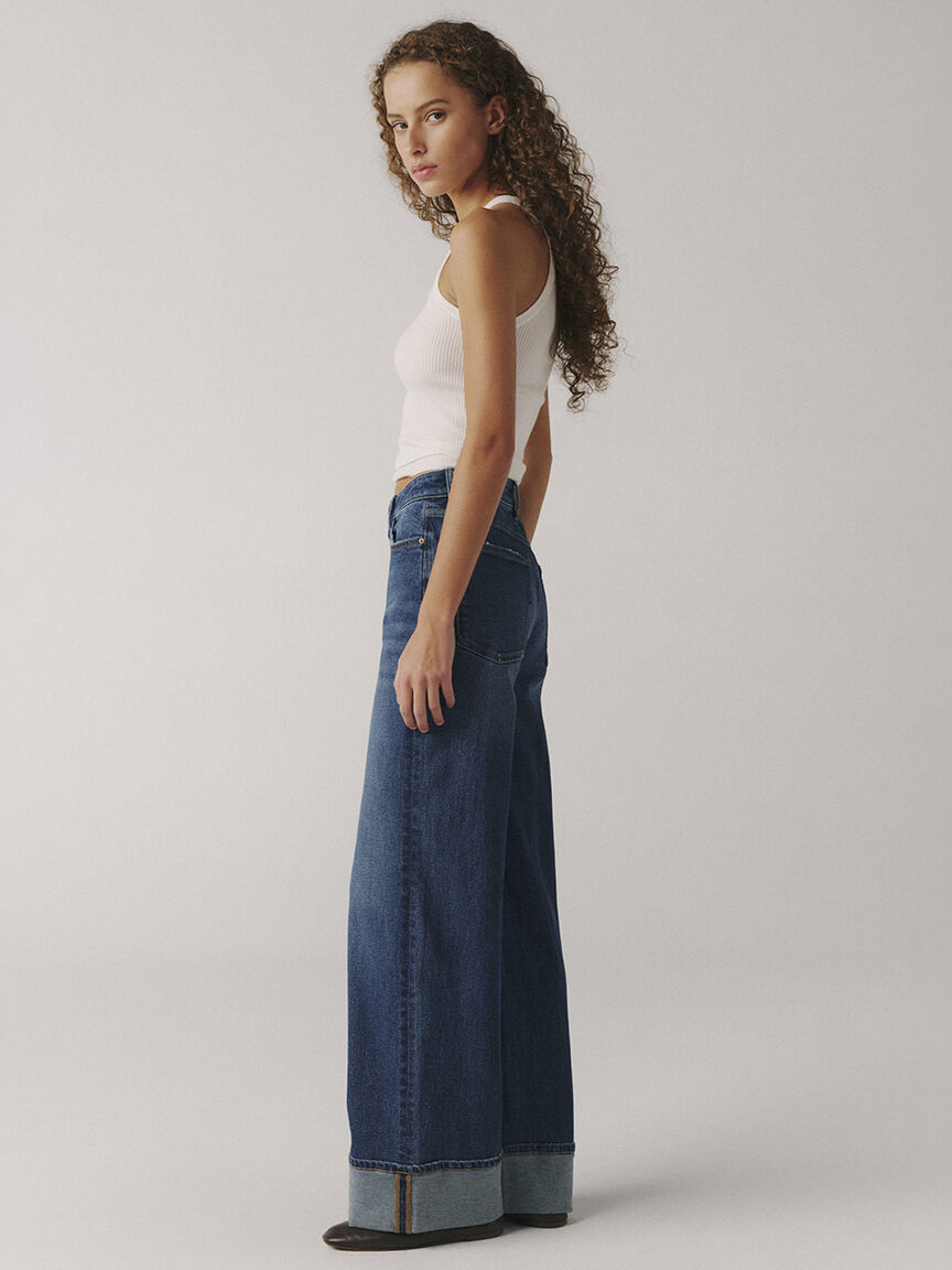 NCE cuffed wide leg jean