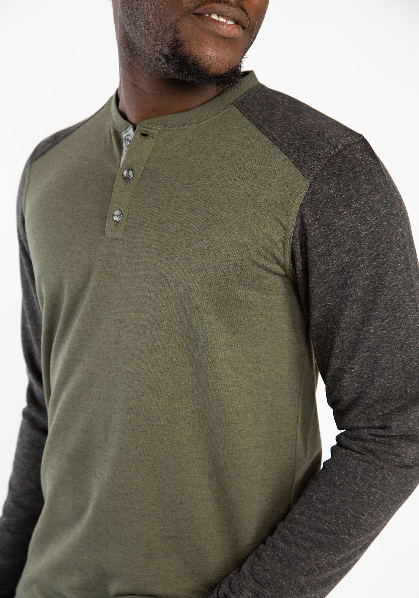 colour block henley long sleeve shirt Image 4