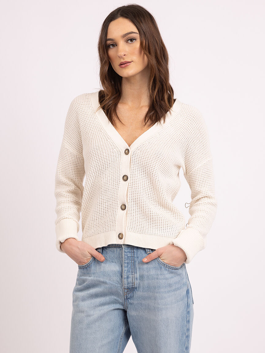 bloom vneck button front  cardigan