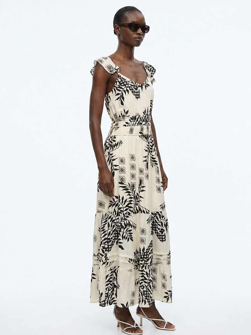 flutter sleeve chiffon maxi dress