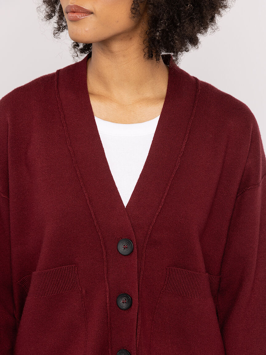 v neck button front cardigan Image 4