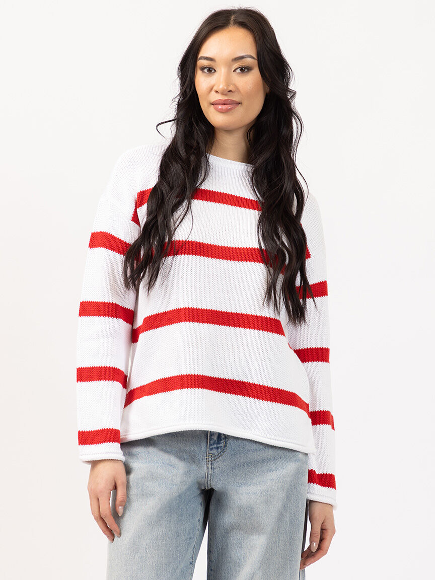 stripe crew neck sweater