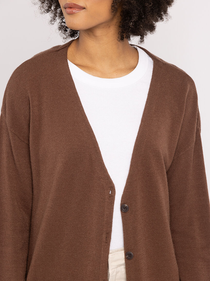 V neck button front cardigan cheap