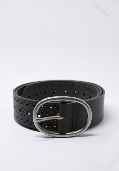 women's leather belt with cut details Image 1