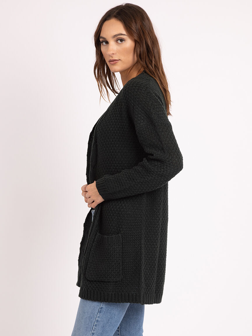 novelty stitch open front cardigan Image 3