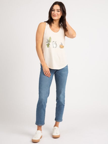 plant cat coffee graphic tank top Image 2