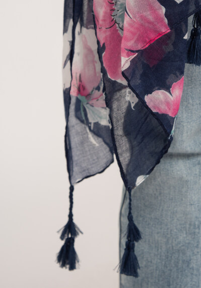 navy ground floral print wrap Image 5