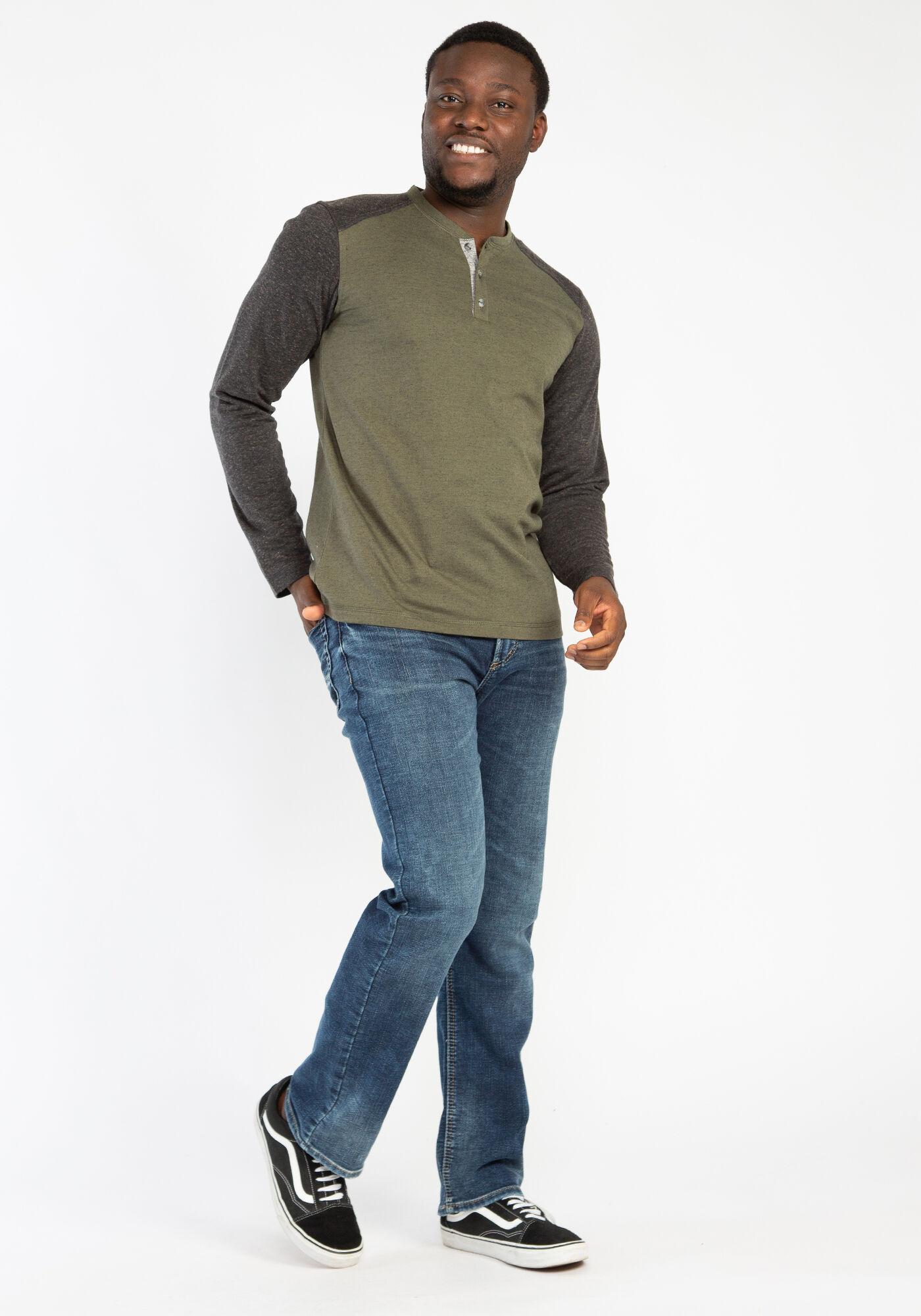 colour block henley long sleeve shirt Image 3
