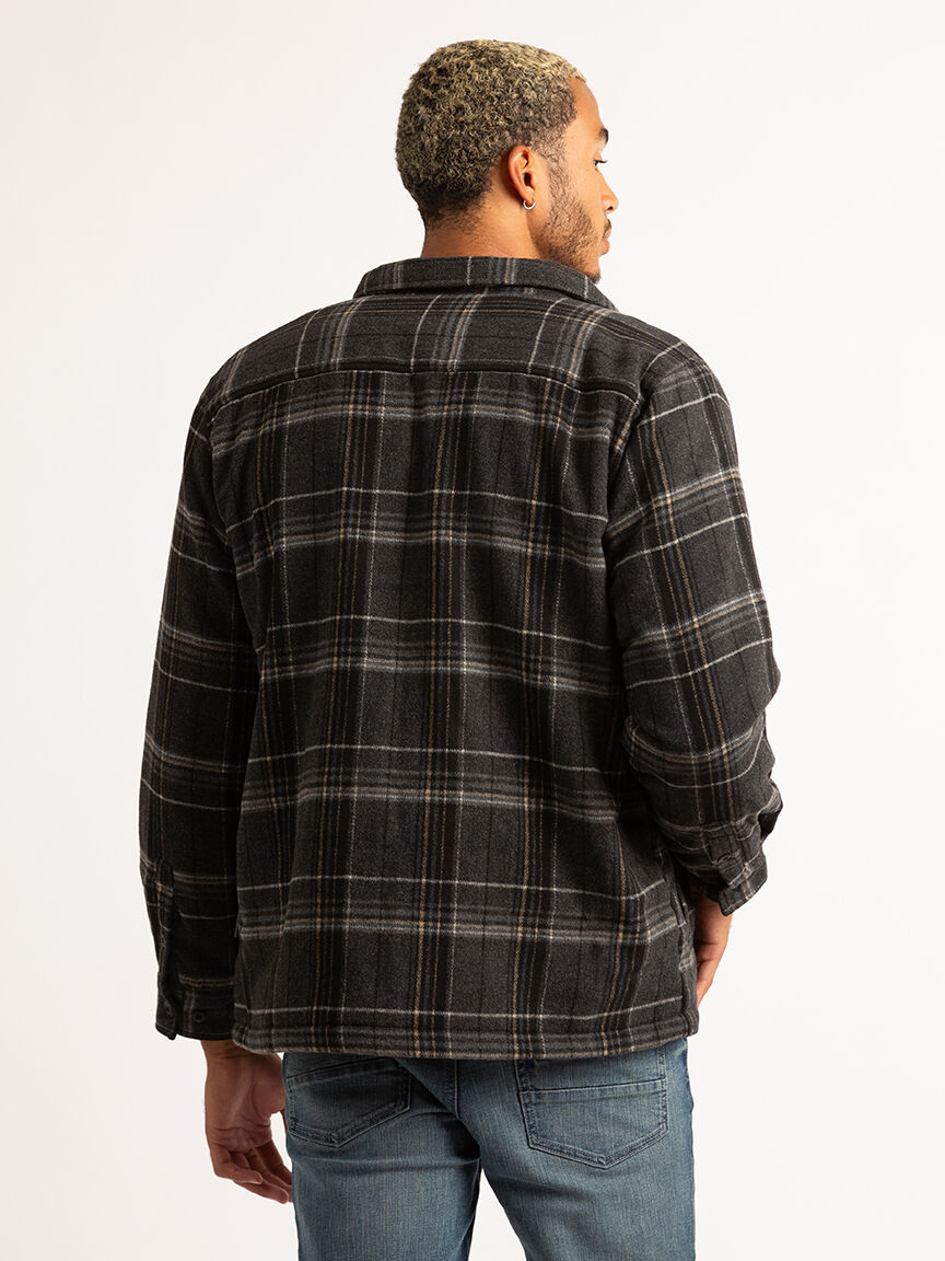 plaid sherpa lined heavy overshirt Image 4
