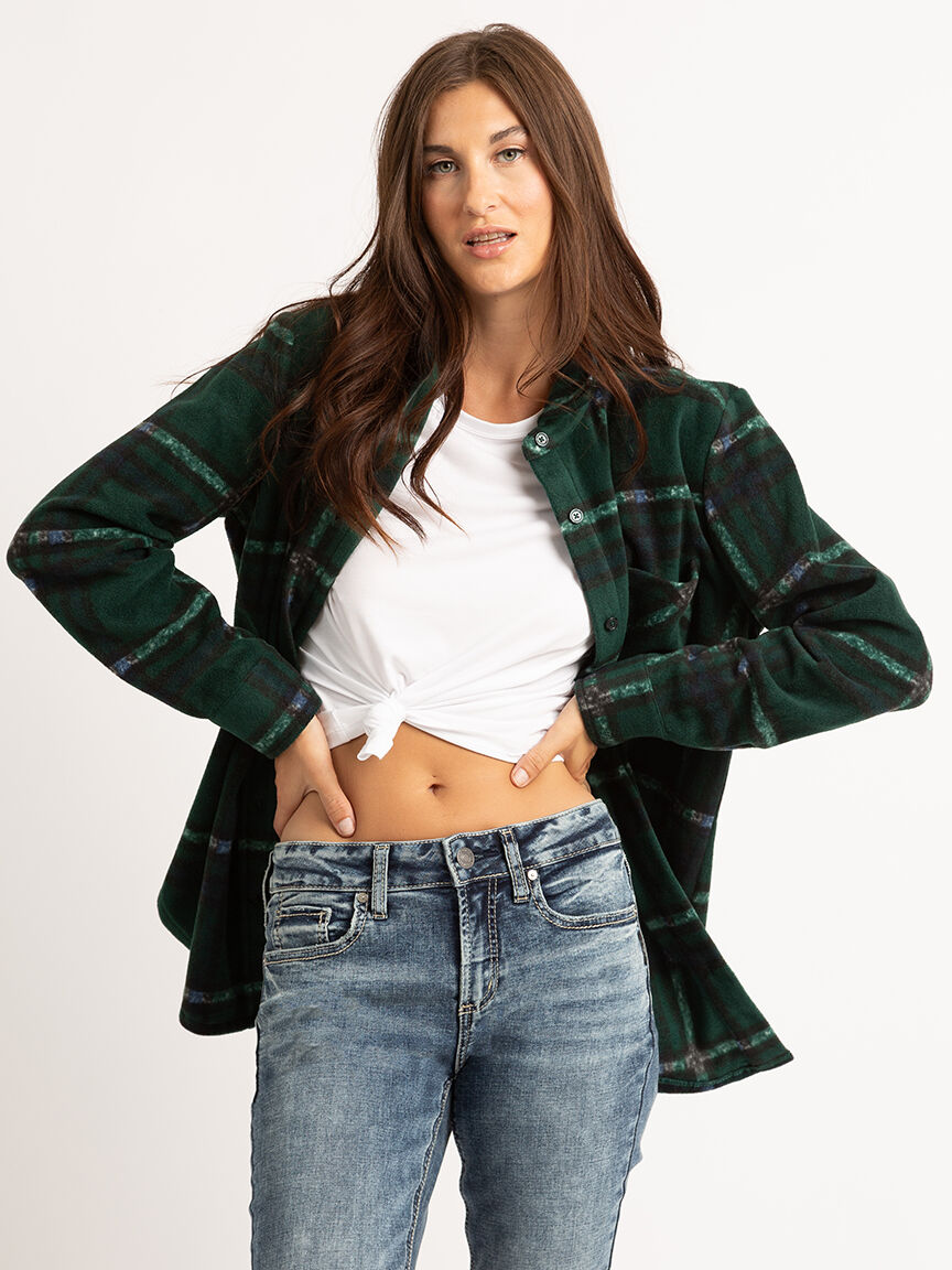 dinah button front fleece shirt Image 2