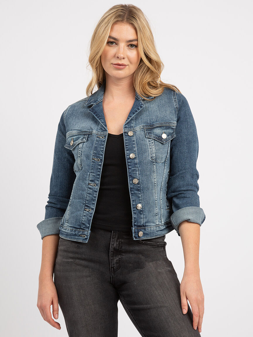 Black fitted jean jacket store