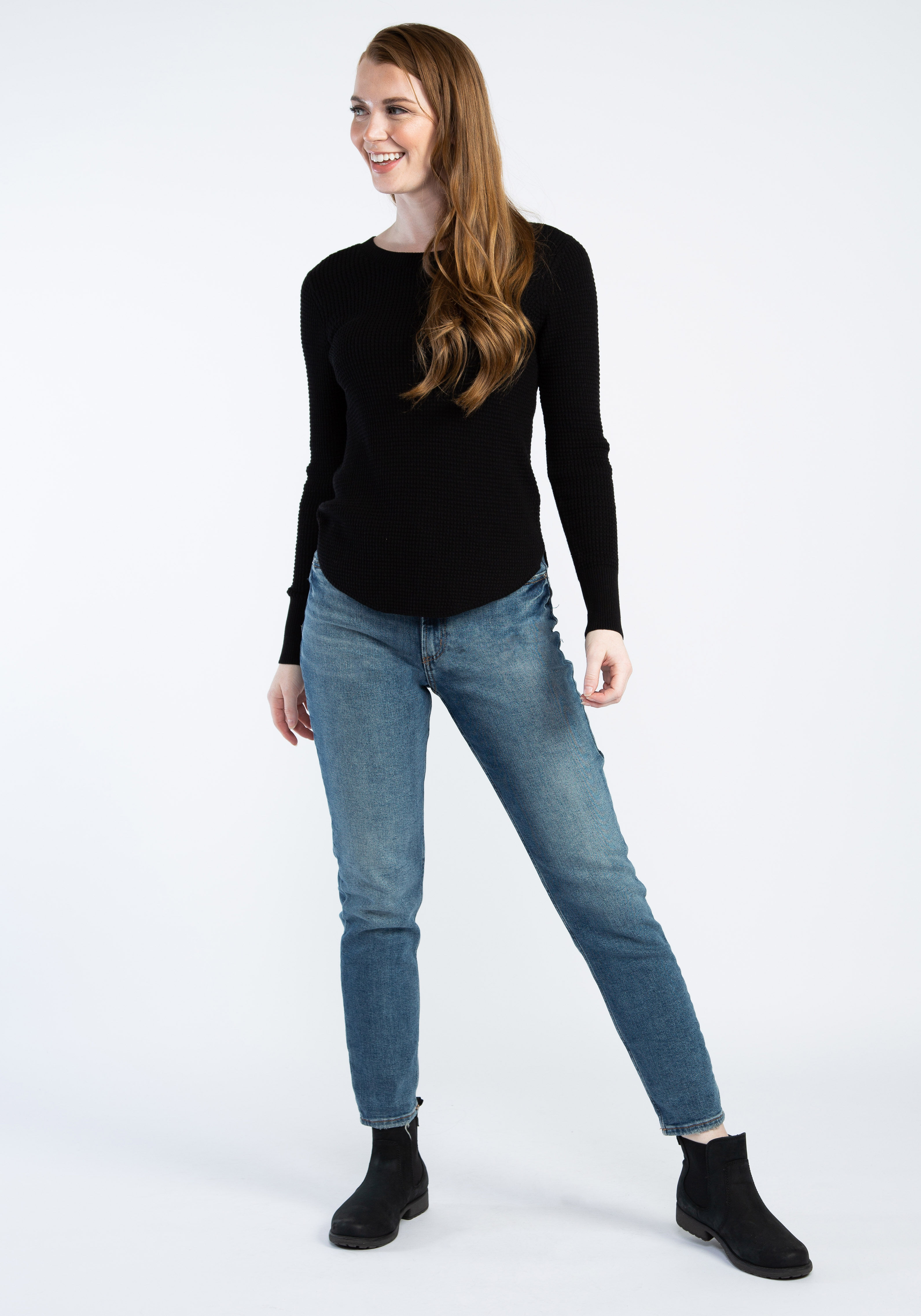 maria waffle crew neck sweater Image 3