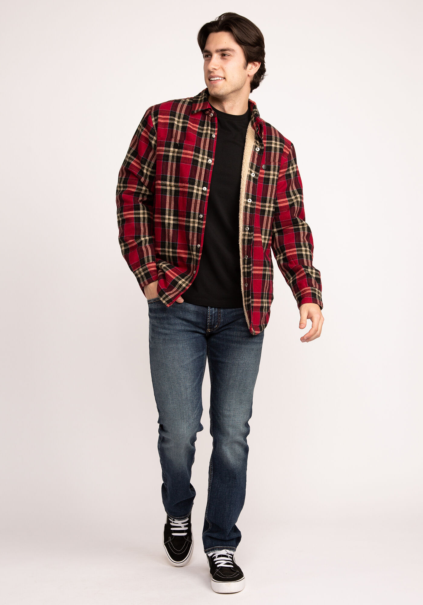 plaid jacket with sherpa lining Image 3