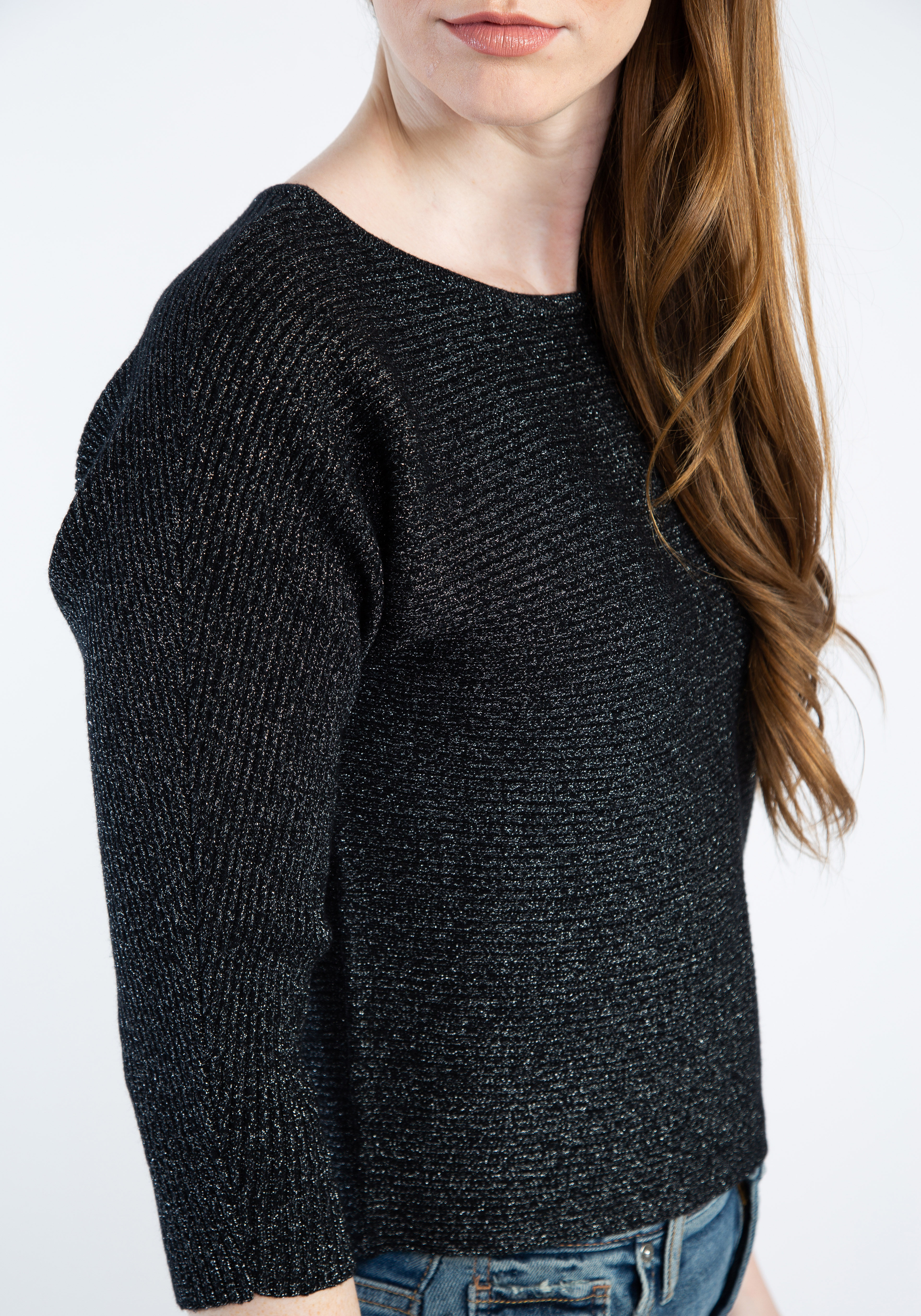 anne boatneck popover sweater w/ lurex Image 4