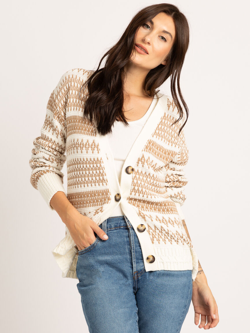 eira jacquard button front cardigan Image 3