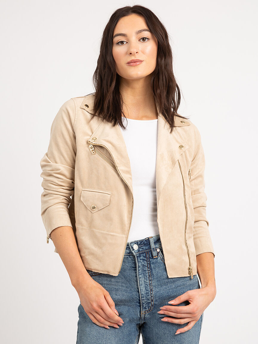 Beige moto jacket cheap