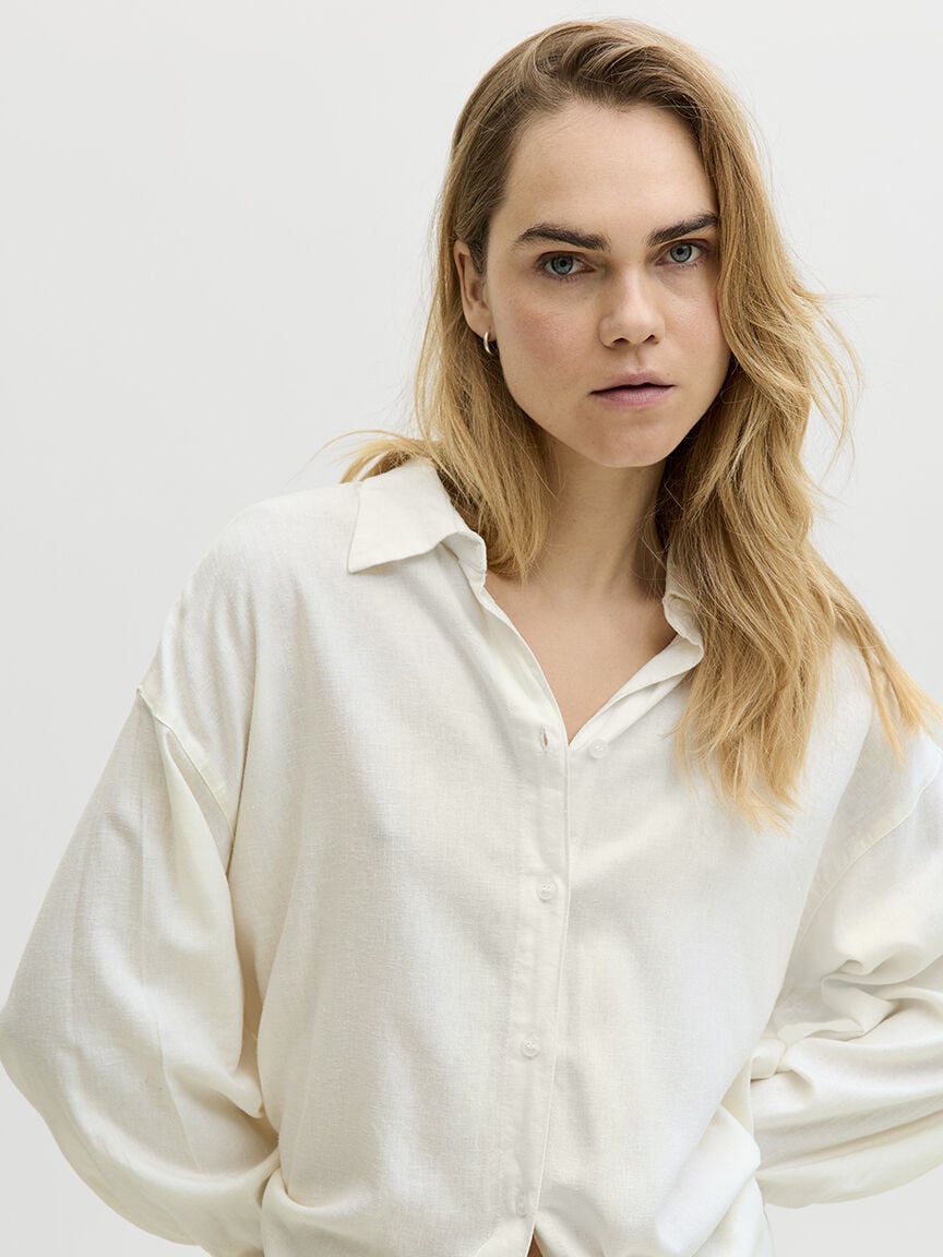 almira linen blend shirt