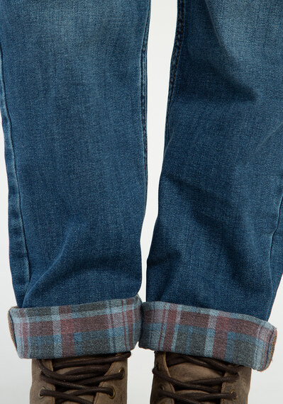 slim straight jean with plaid print Image 6