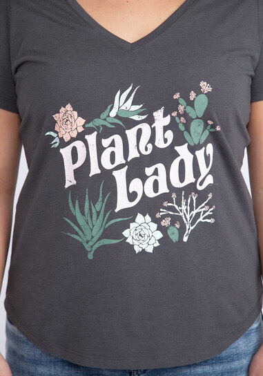 v neck plant lady t-shirt