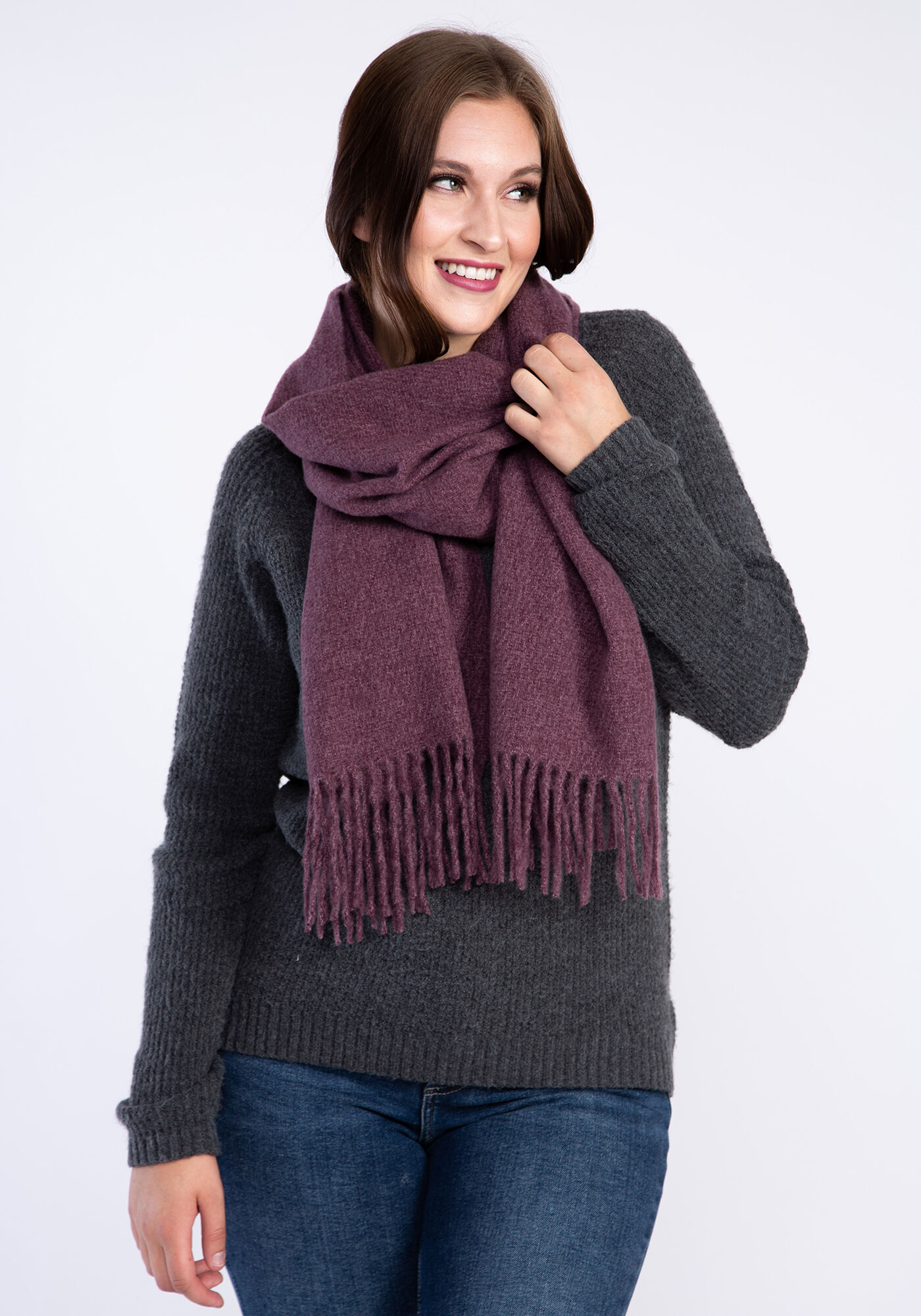 recycled poly scarf w frayed edge Image 2