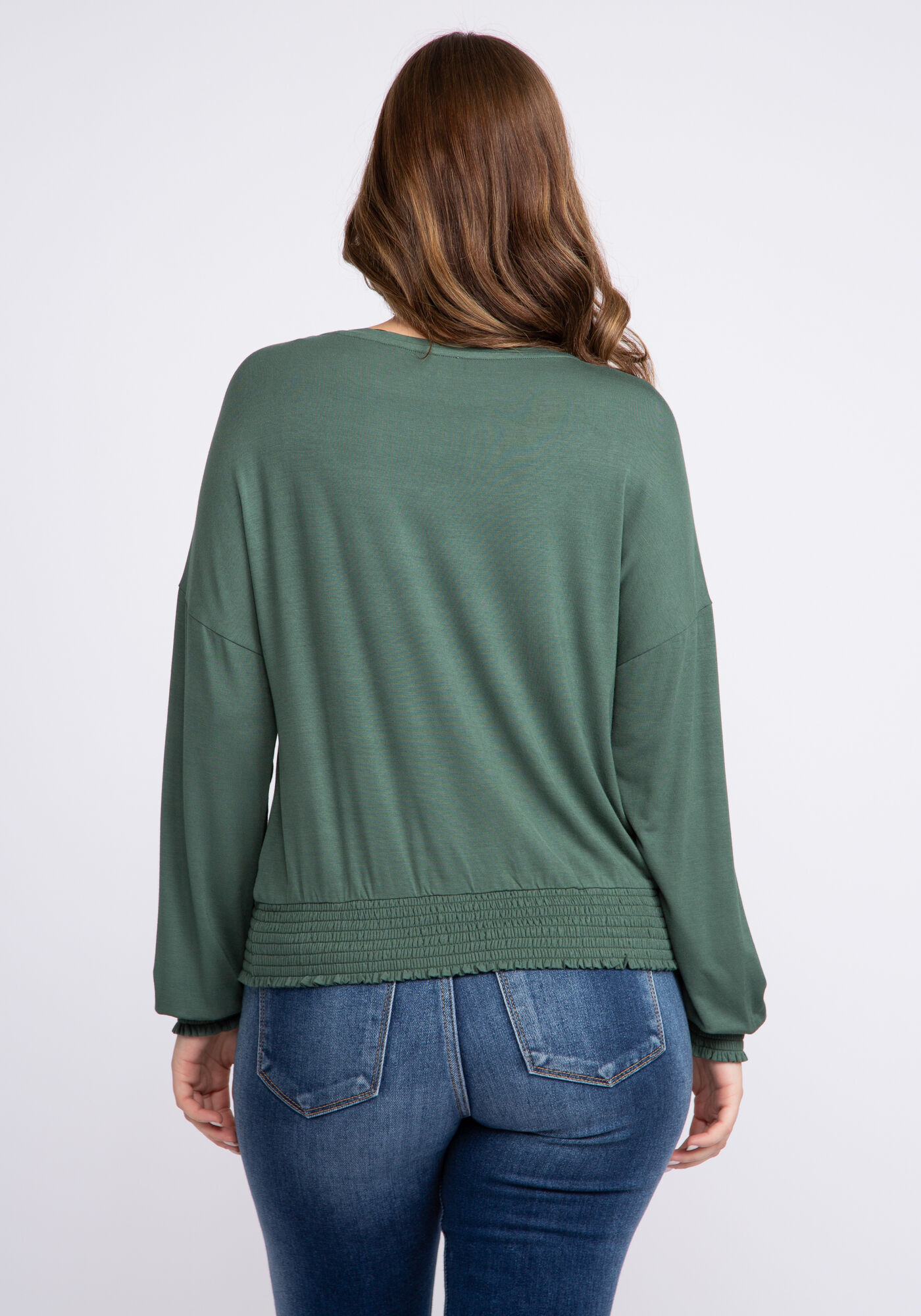 cassidy long sleeve smocked hem top Image 2