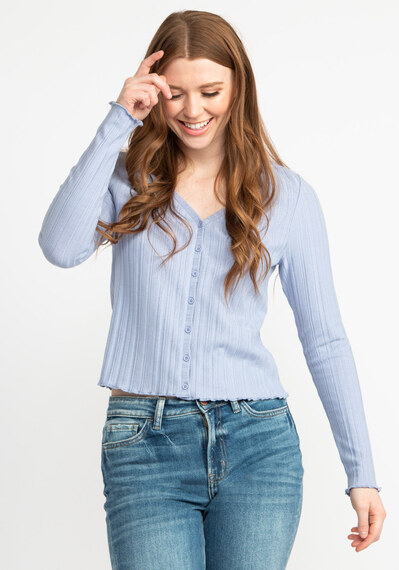 aliyah button front v-neck long sleeve tee Image 1