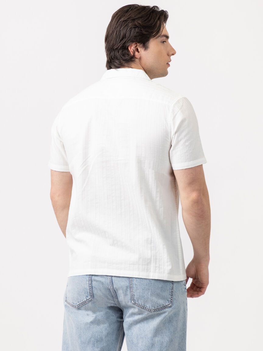 isaac stripe textured 2 pkt camp collar shirt Image 3