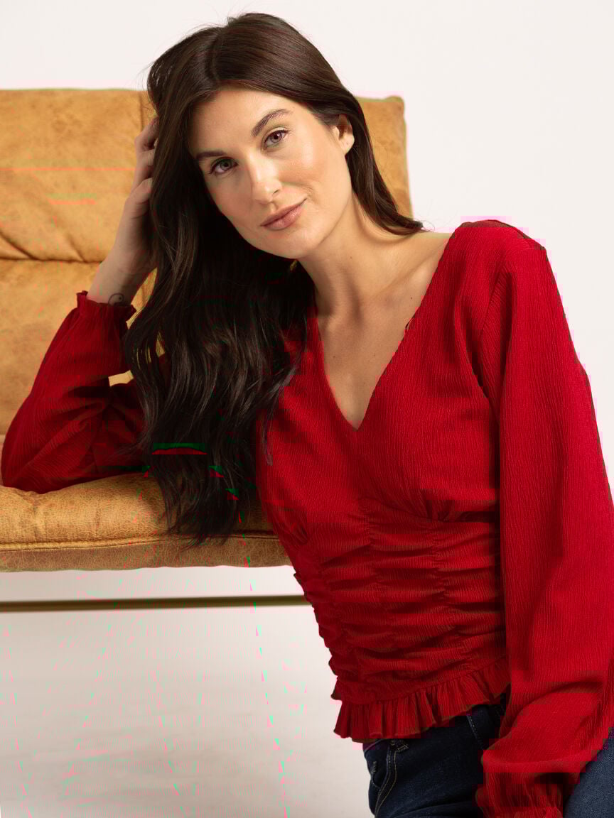 nina v-neck ruched front blouse Image 1