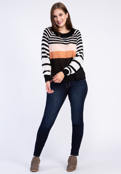 striped exposed seam popover sweater Image 3