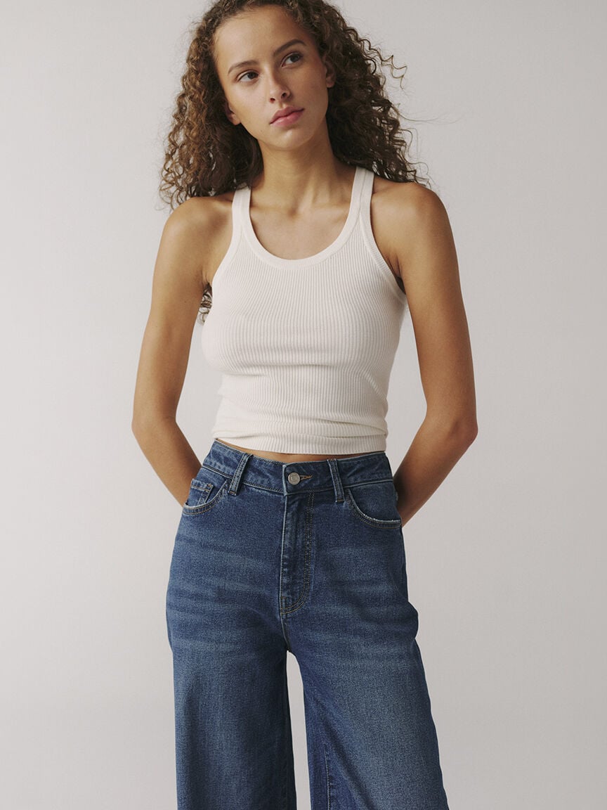 NCE cuffed wide leg jean