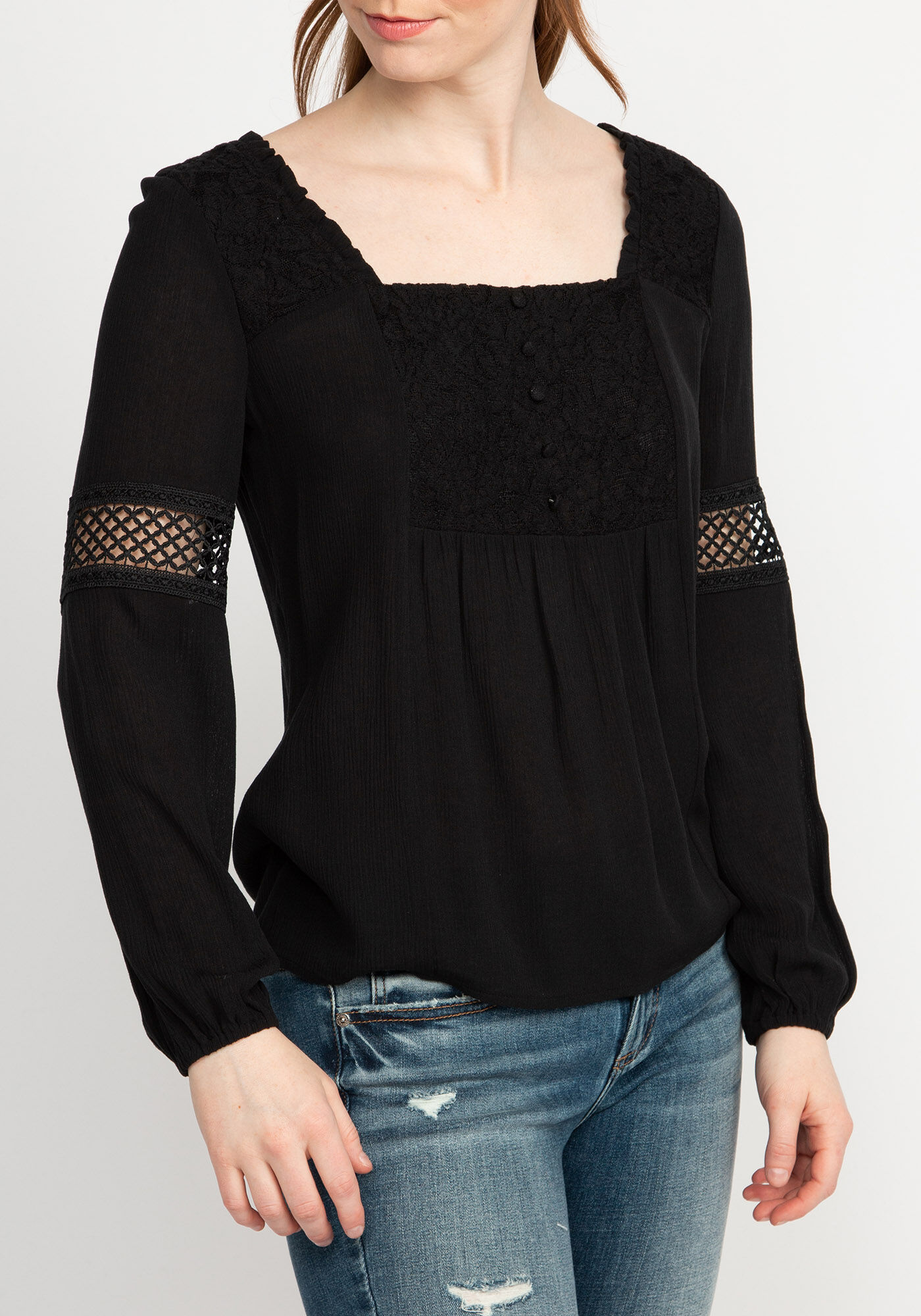 maggie square neck lace trimmed blouse Image 4