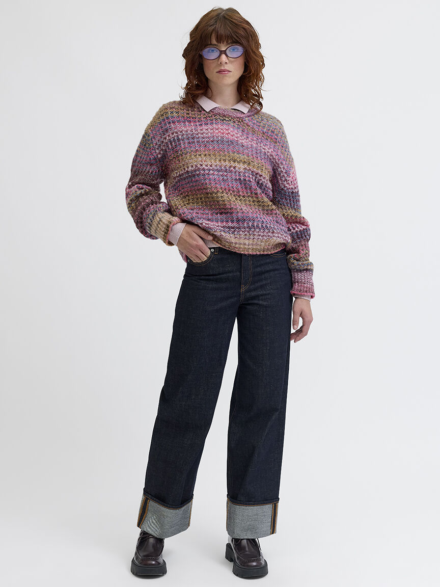 simone space dye crew neck sweater