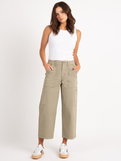 buffy high rise utility crop in olive buffy high rise utility crop in olive