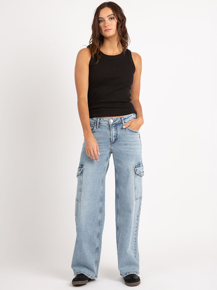 【Anyone more】Sori Cargo Wide Denim Pants Strut Wide Cargo Jean | Aritzia INTL