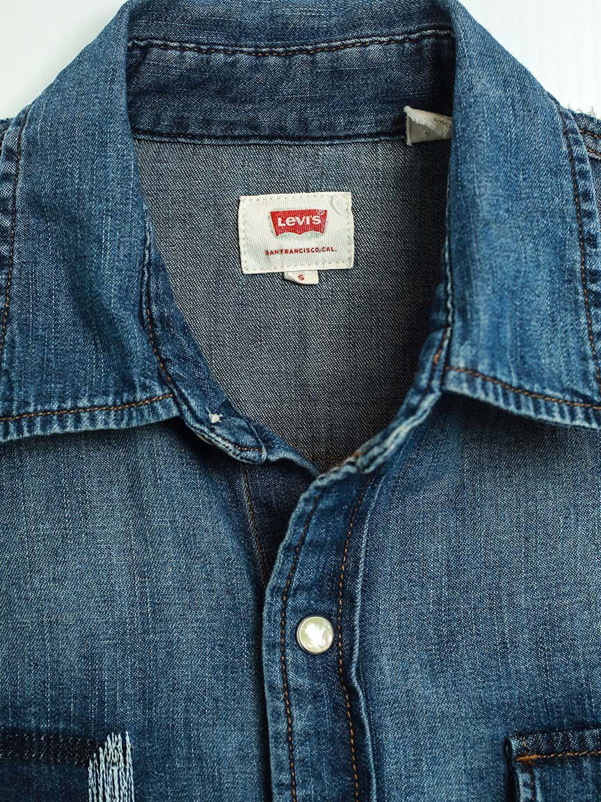 levi's pearl snap denim shirt Image 3