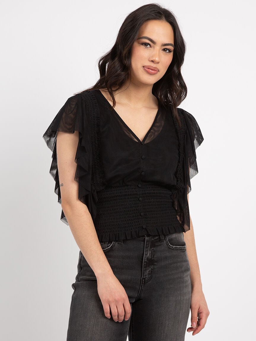 Smocked hem top new arrivals