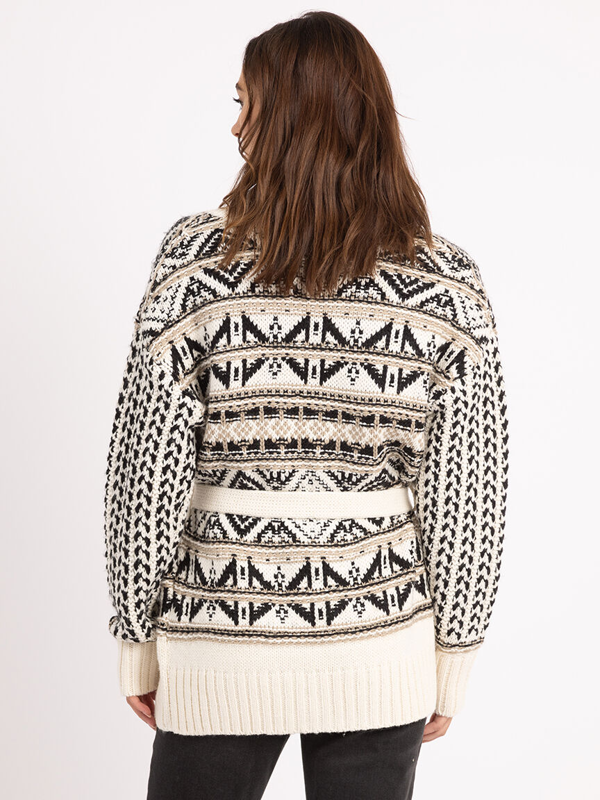 janara jacquard belted open cardigan Image 4