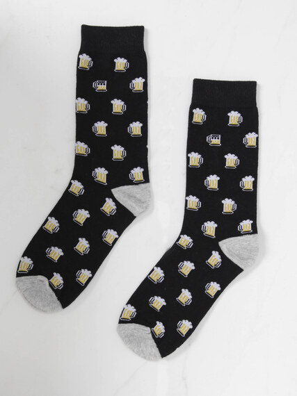 men's beer mug print crew socks men's beer mug print crew socks Image 2