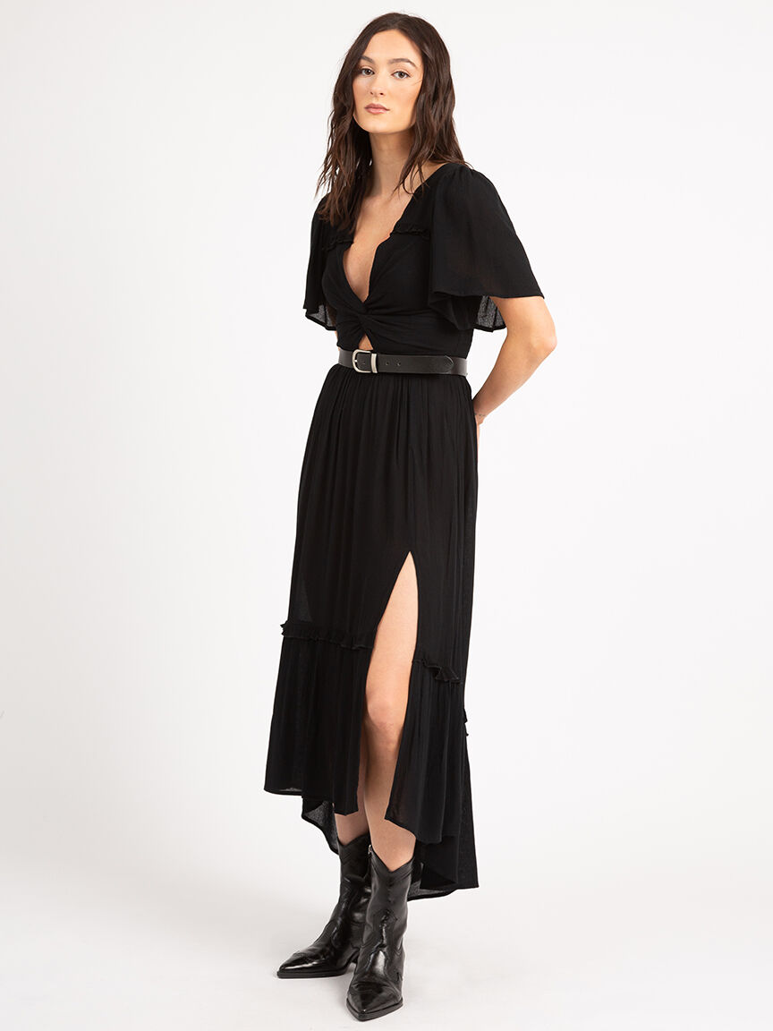 vneck flutter sleeve twist front maxi dress Image 2