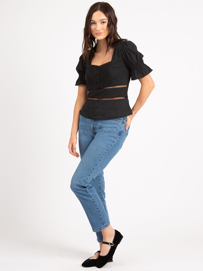 amber puff sleeve peplum top Image 2