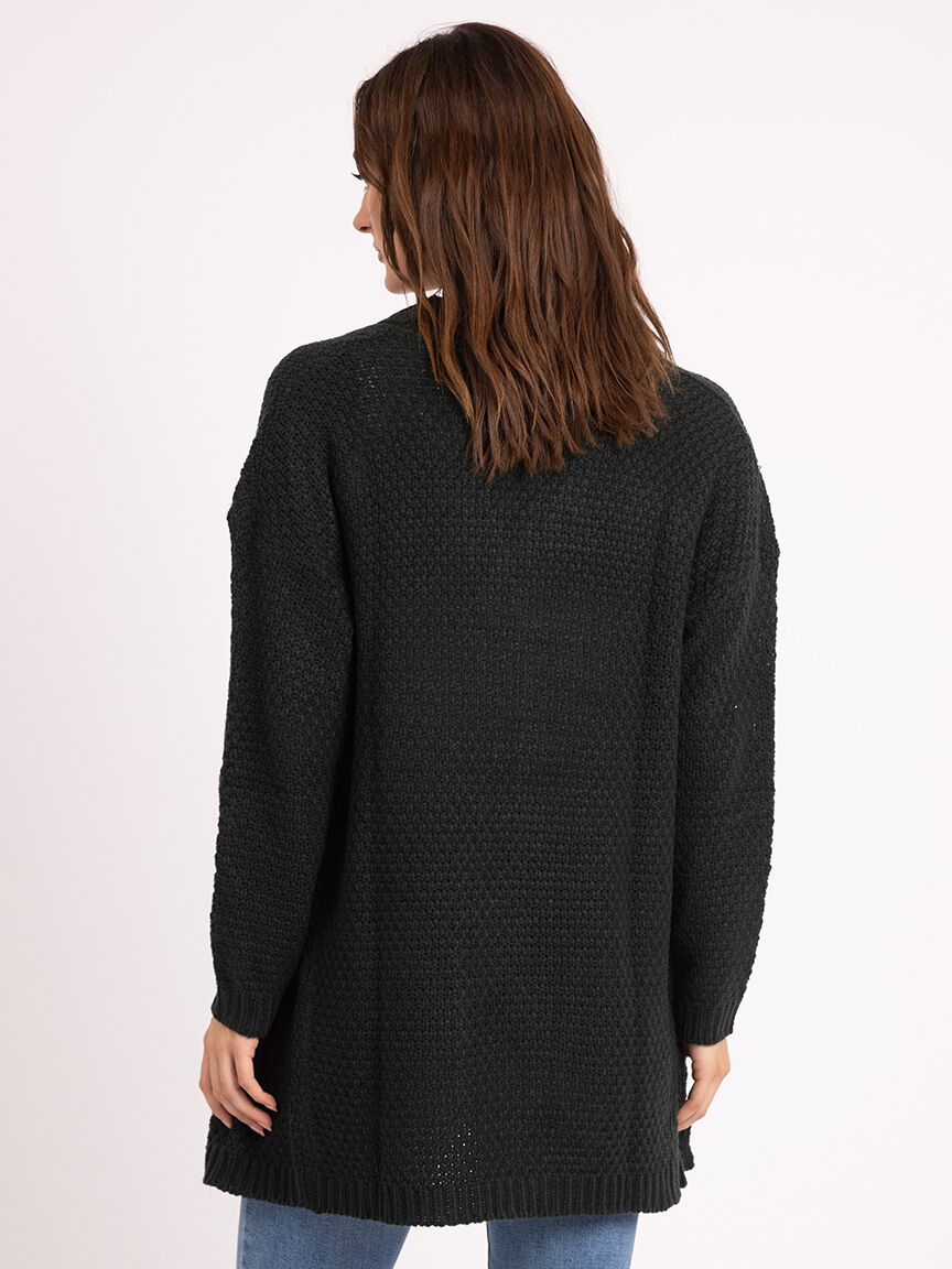 novelty stitch open front cardigan Image 5