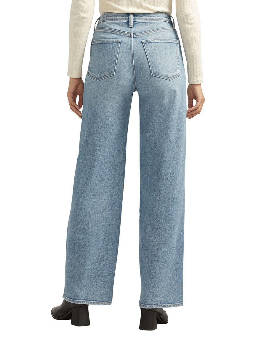 V-Front Mid Rise  Wide Leg Jeans