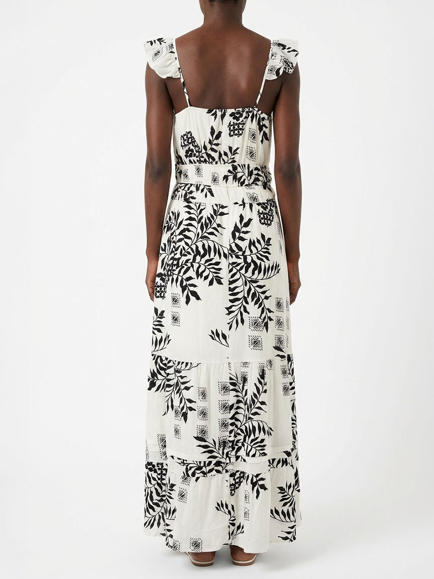 flutter sleeve chiffon maxi dress