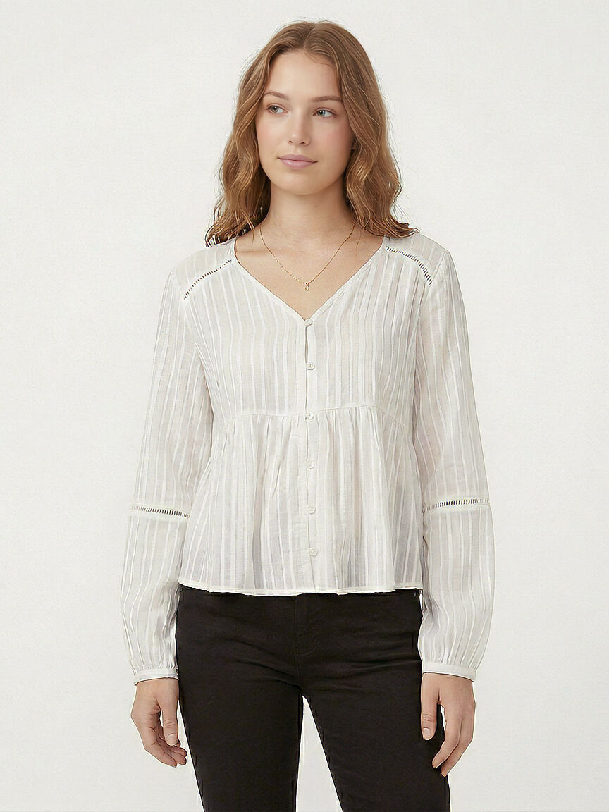 long sleeve dobby blouse Image 1