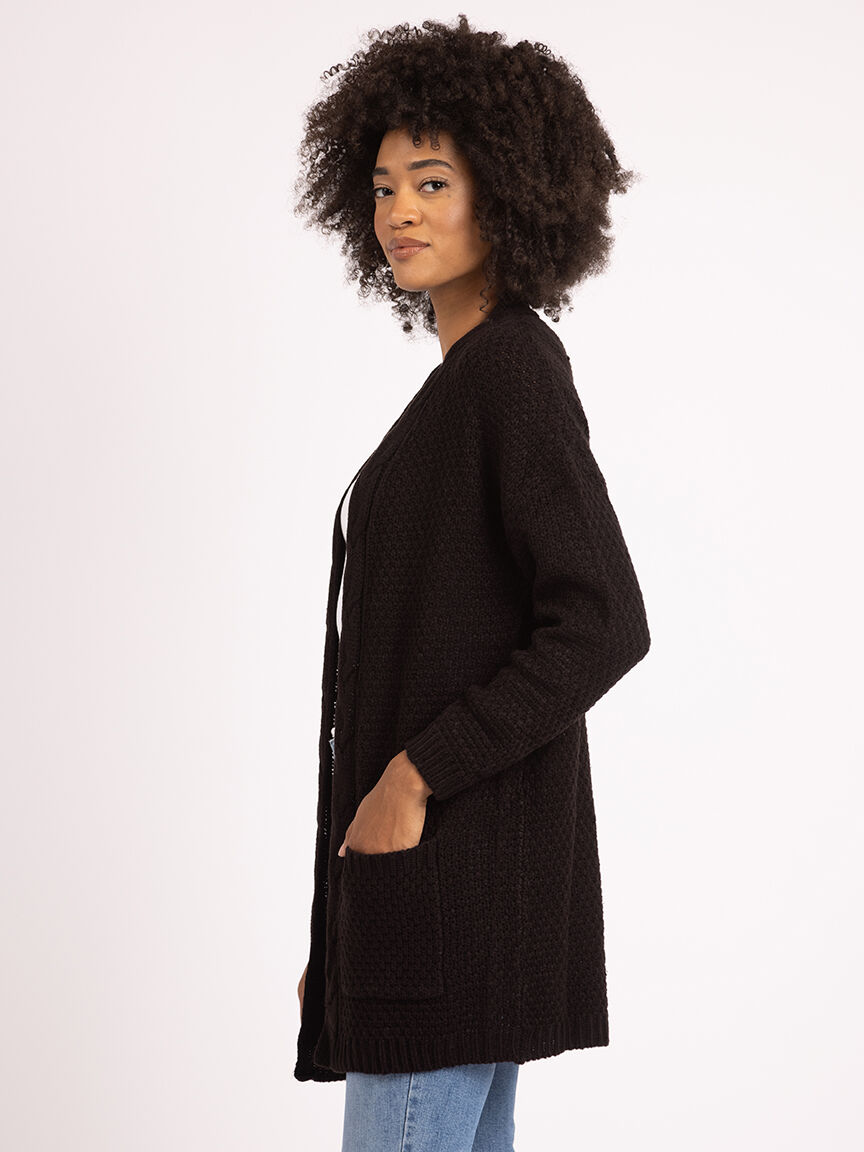 novelty stitch open front cardigan Image 3