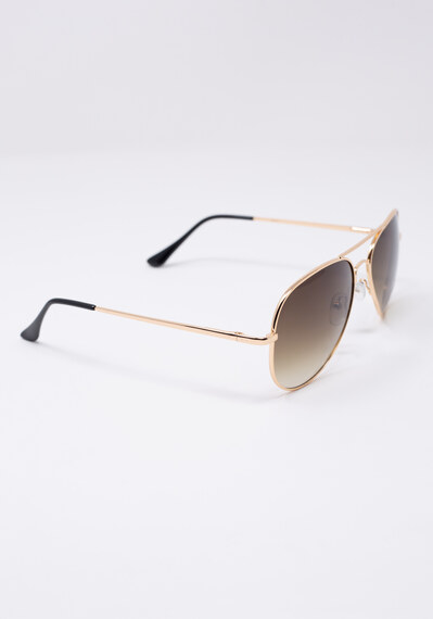 brown lenses black handle aviator sunglasses Image 2