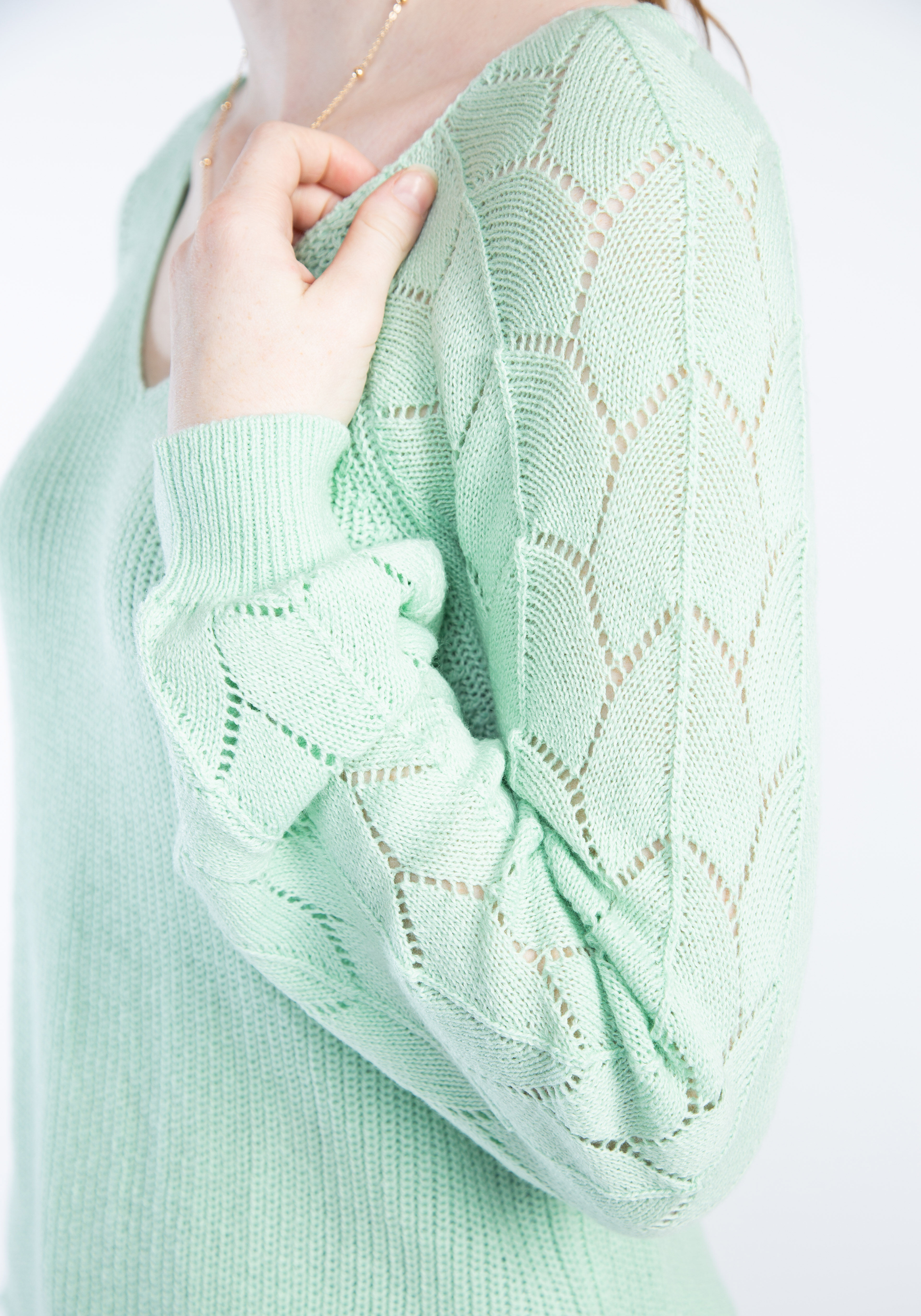 maxine v neck pointelle sleeve popover Image 5