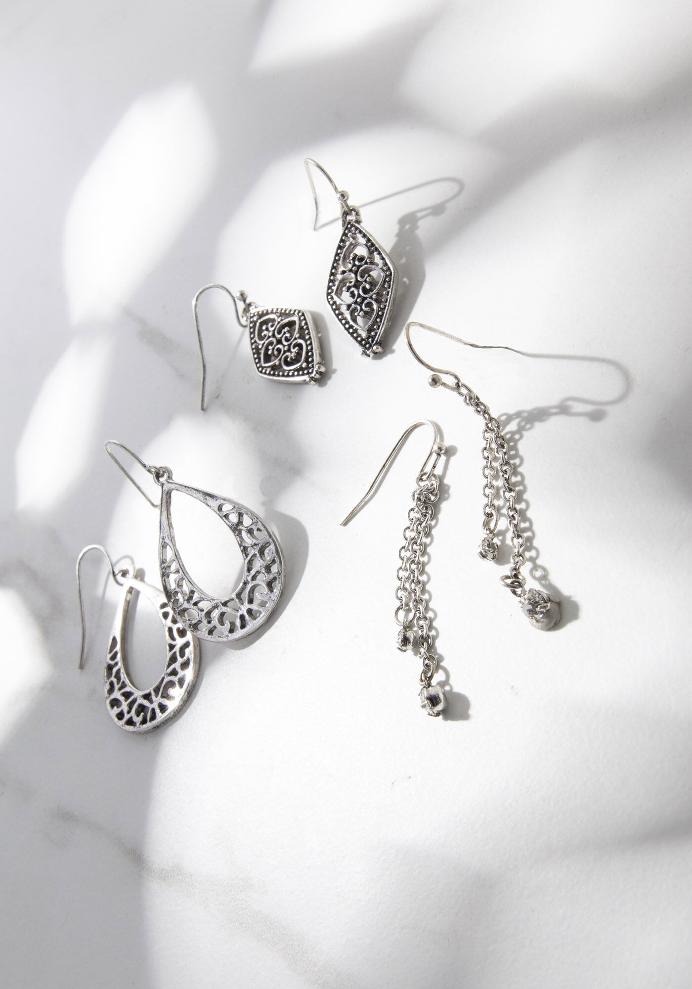 6 pack silver metal earrings Image 3