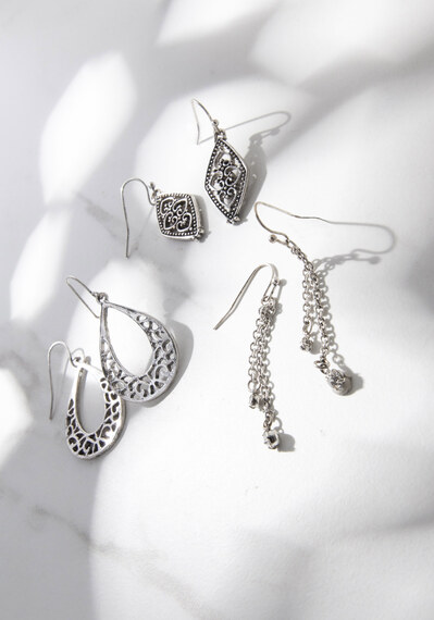 6 pack silver metal earrings 6 pack silver metal earrings Image 3
